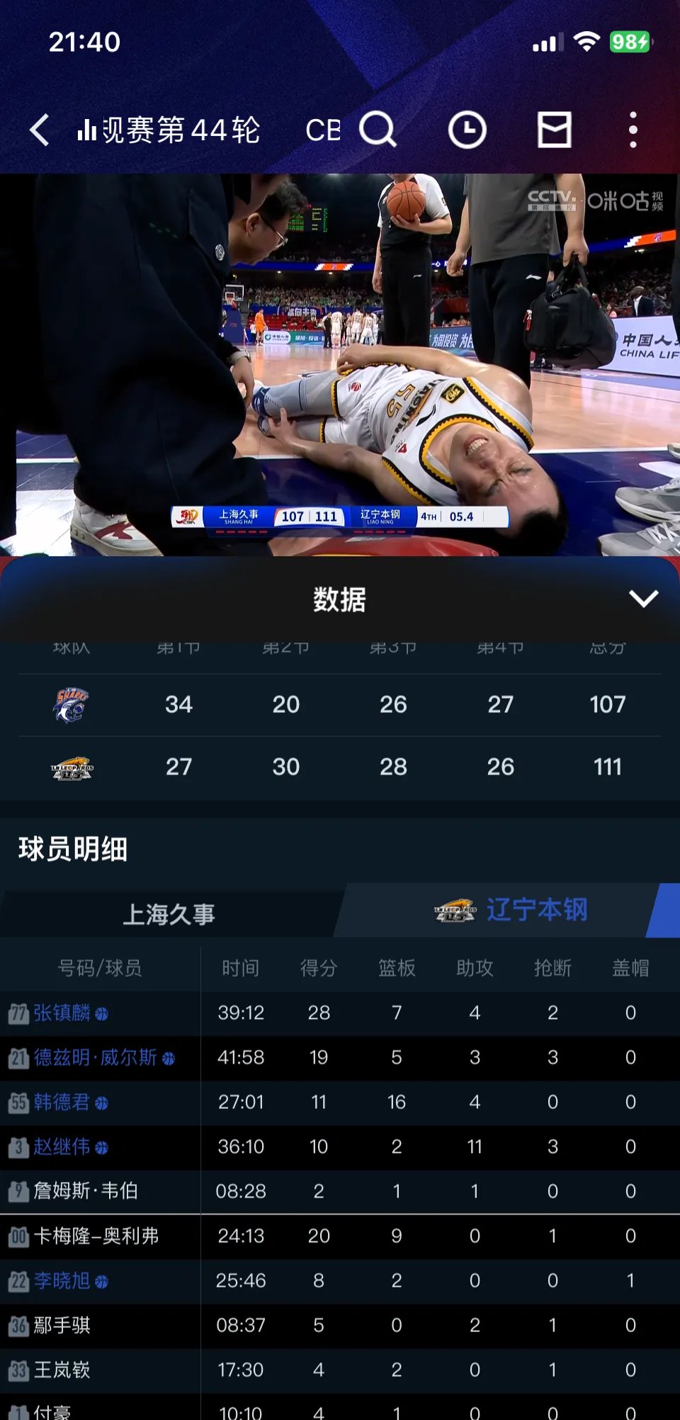 包含韩德君17+14辽宁险胜宁波原帅20分山西胜上海的词条